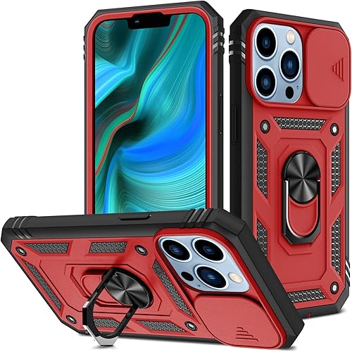 Vista 102 de Korecase Funda de protección para iPhone 12 y 12 Pro Ring Case con cubierta para lente de cámara, grado militar, resistente, de doble capa, cuerpo