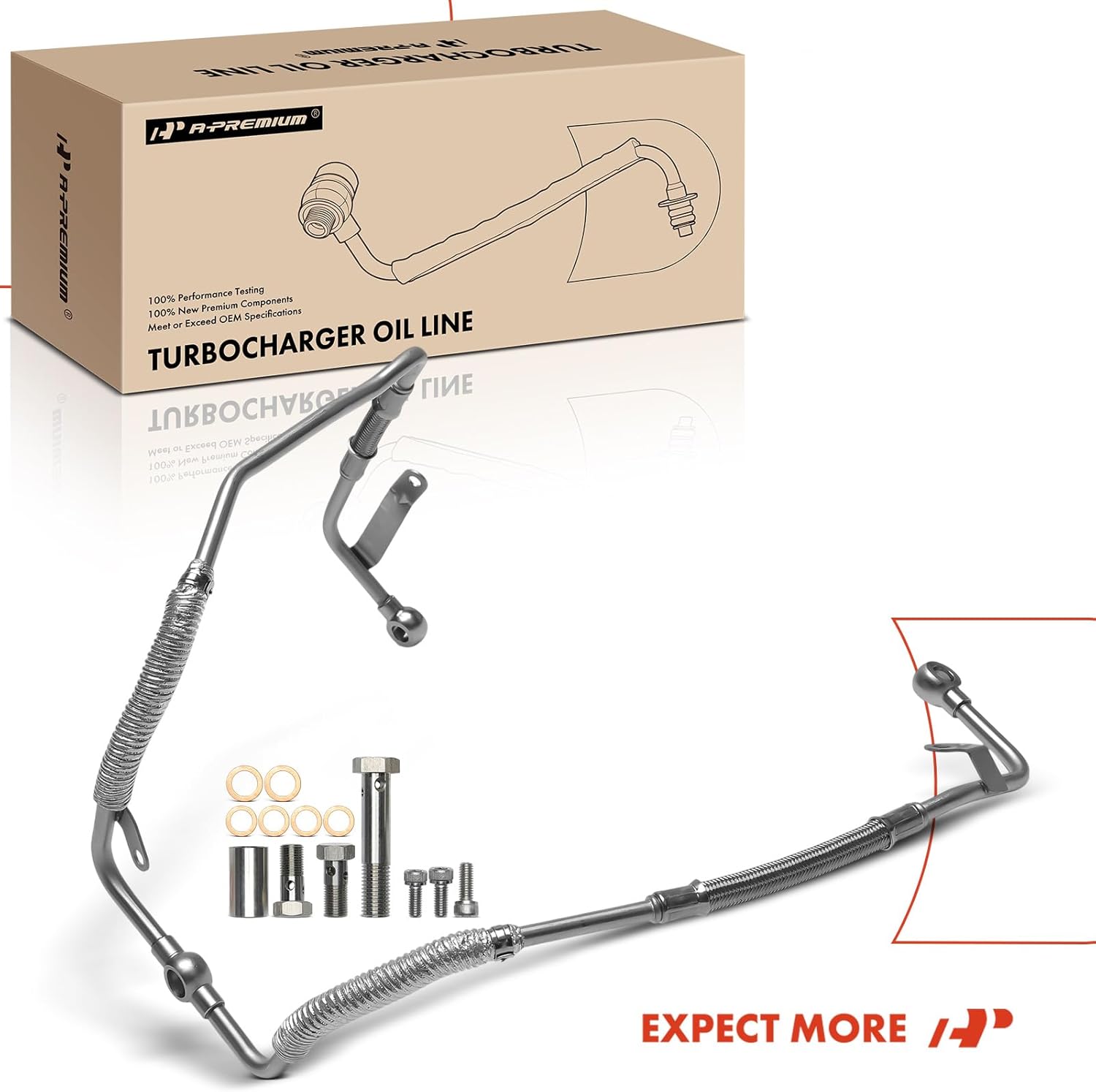 A-Premium Turbocharger Oil Line Compatible with BMW X5 2010-2012, 550i 2011-2012, 550i GT 2010-2012, 550i GT xDrive 2010-2012, 750i, 750i xDrive, 750Li, X6, 650i, Alpina B7, Alpina B7L, 4.4L, Inlet