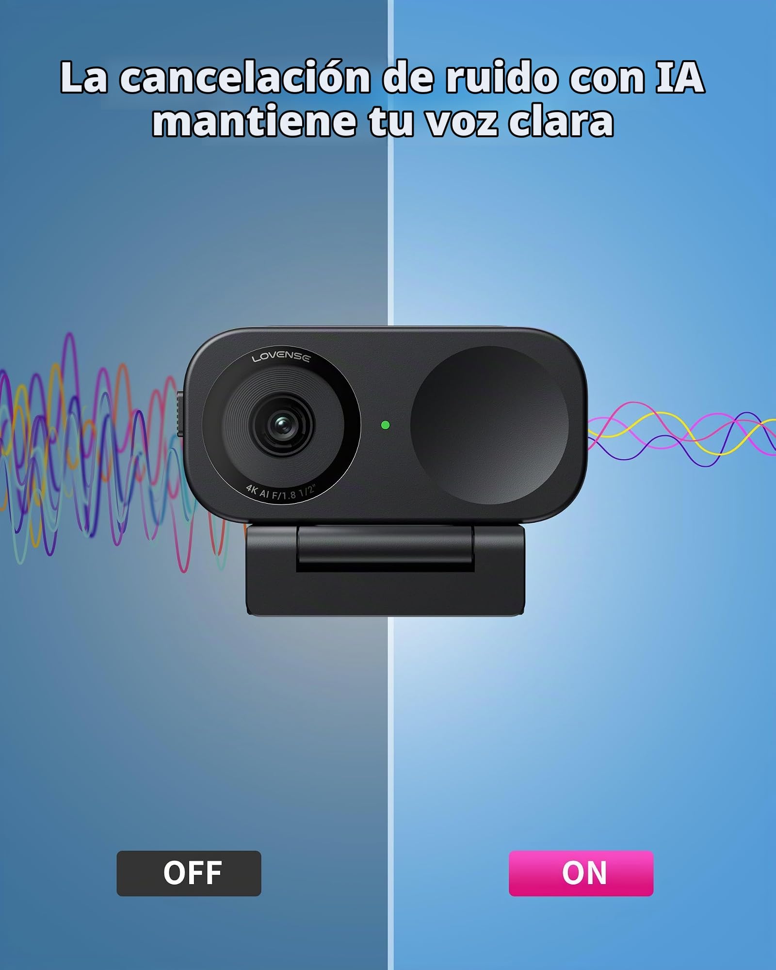 LOVENSE Webcam 2 4K con Enfoque AI y Cubierta Privacidad | Webcam 4K con sensor de 1/2", enfoque AI, cancelación de ruido y cubierta magnética de privacidad
