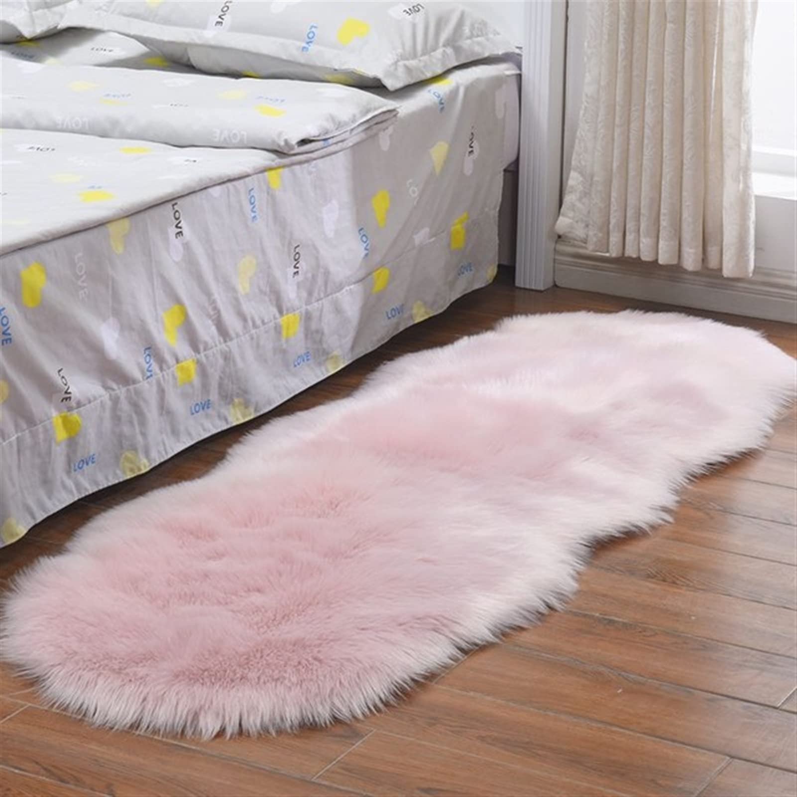Tapis de zone en fourrure artificielle blanche et moderne pour chambre à coucher de chevet