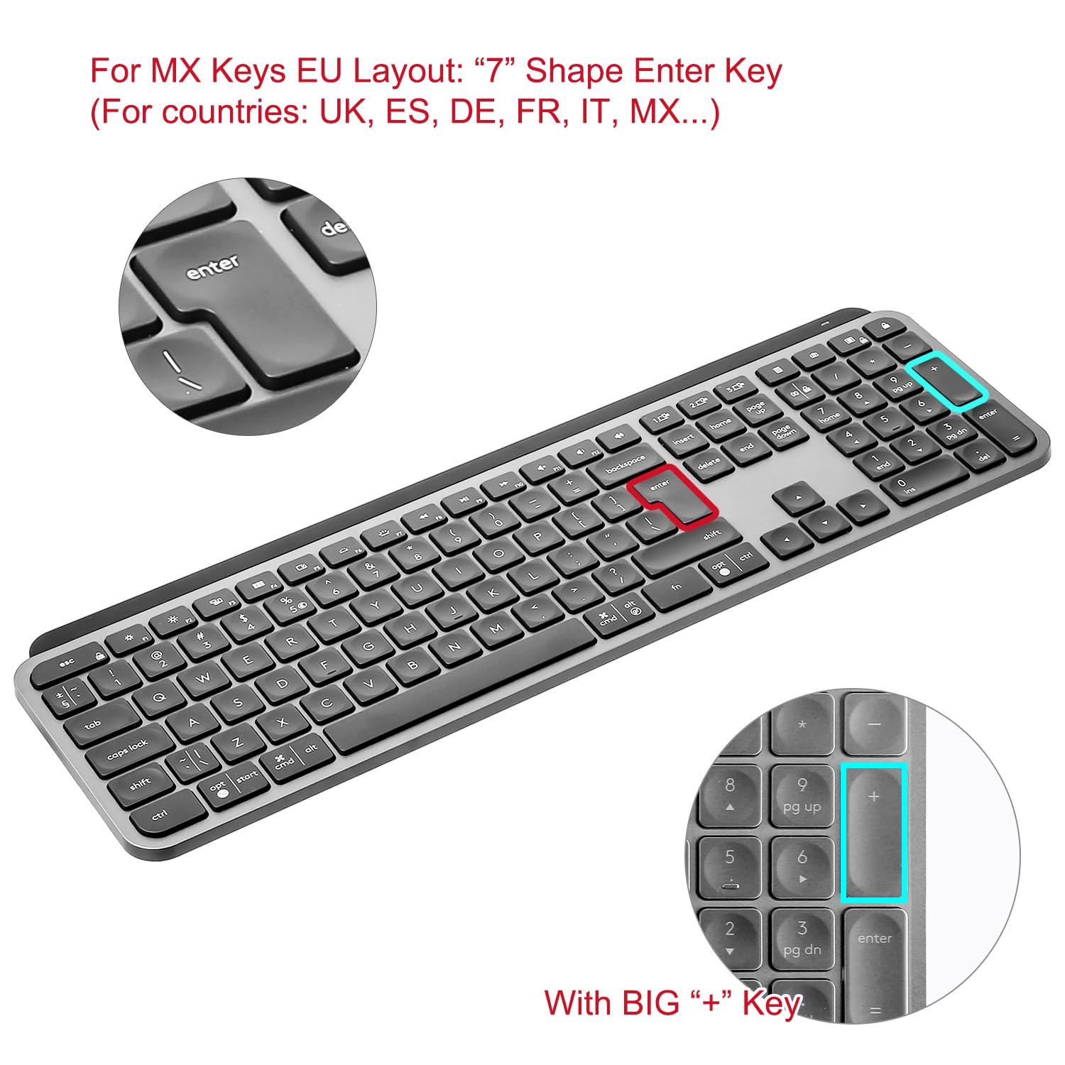 Tastiera per Windows Versione Logitech MX Keys S/MX Keys/Craft Keyboard (layout EU/IT,Tasto Invio Forma 7", con tasti numerici) - Protezione tastiera
