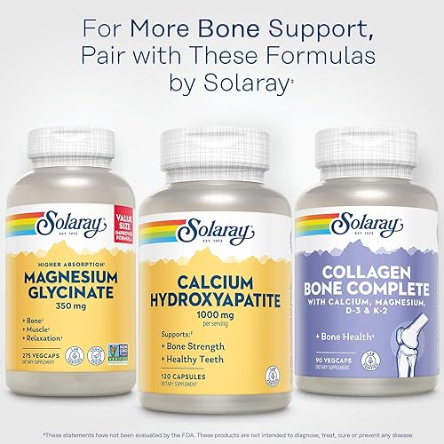 Miniatura 6 de Solaray Hidroxiapatita de calcio de 1000 mg  Suplemento de calcio altamente avanzado para ayudar a apoyar la función saludable de huesos y dientes,