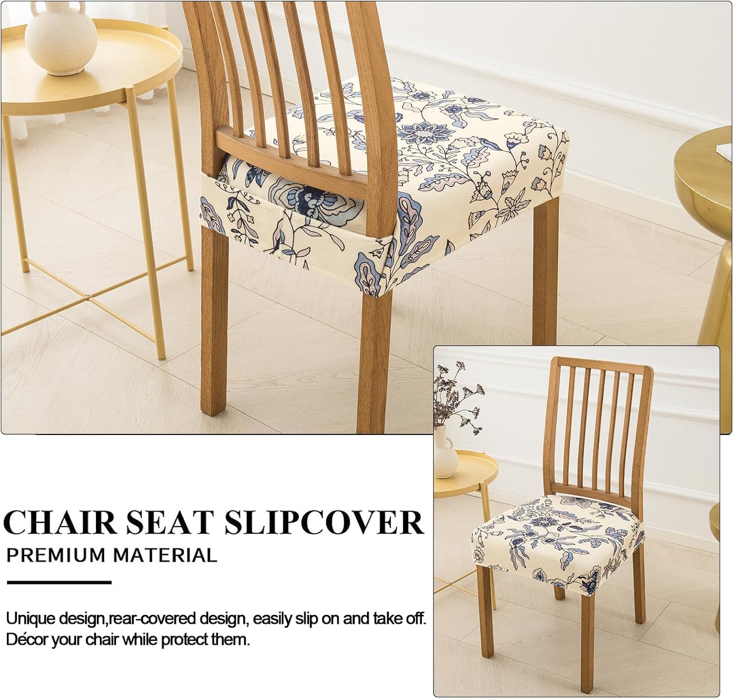 Eco-Ancheng Dining Chair Seat Covers Dining Chair Covers Set of 6, Jacquard Chair Seat Slipcover Removable Washable Seat Cover for Dining Chairs Dining Room Chair Cover Protector,13