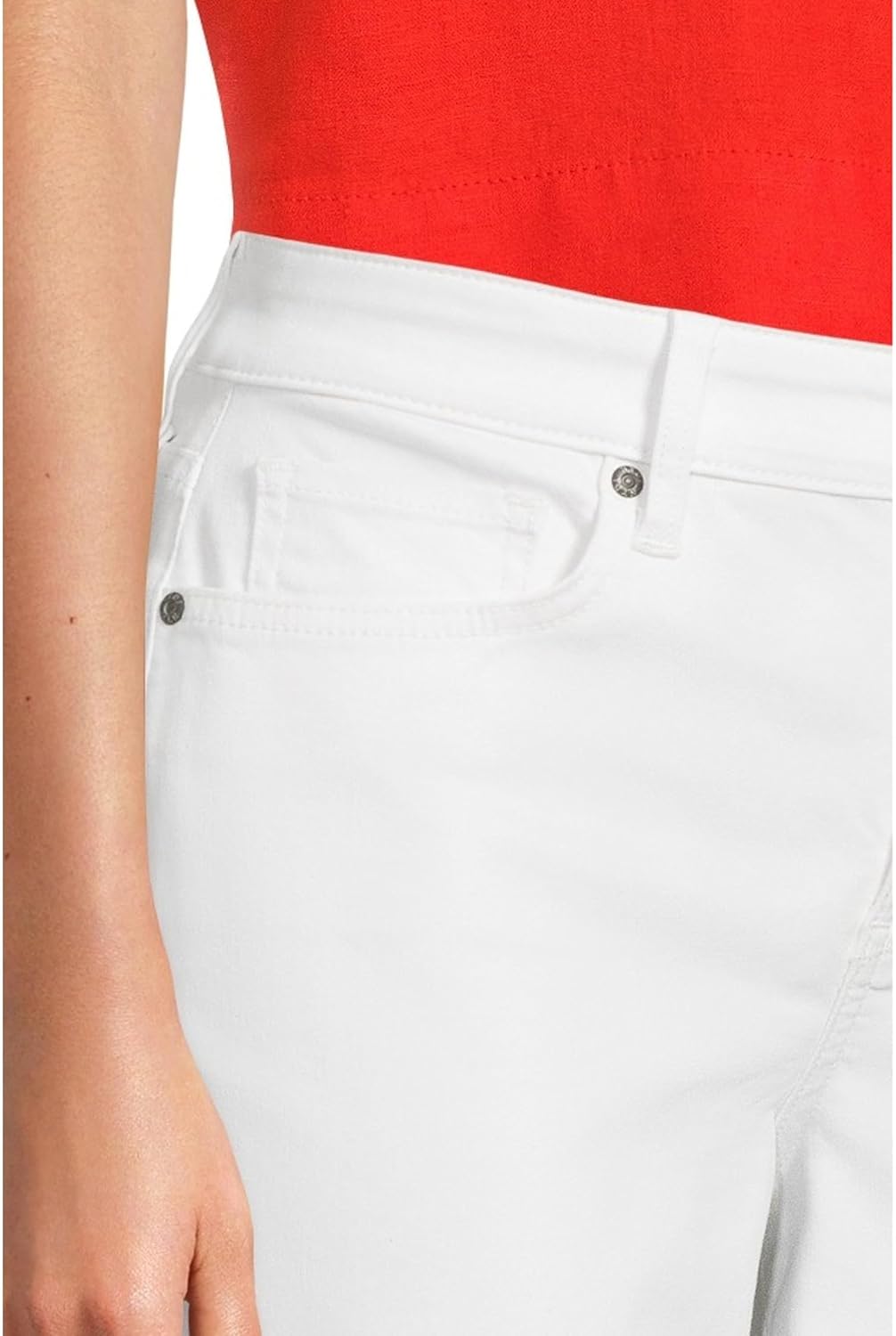 NYDJ Women's Ella Shorts With Sideseam Slits In Optic White - Image 4