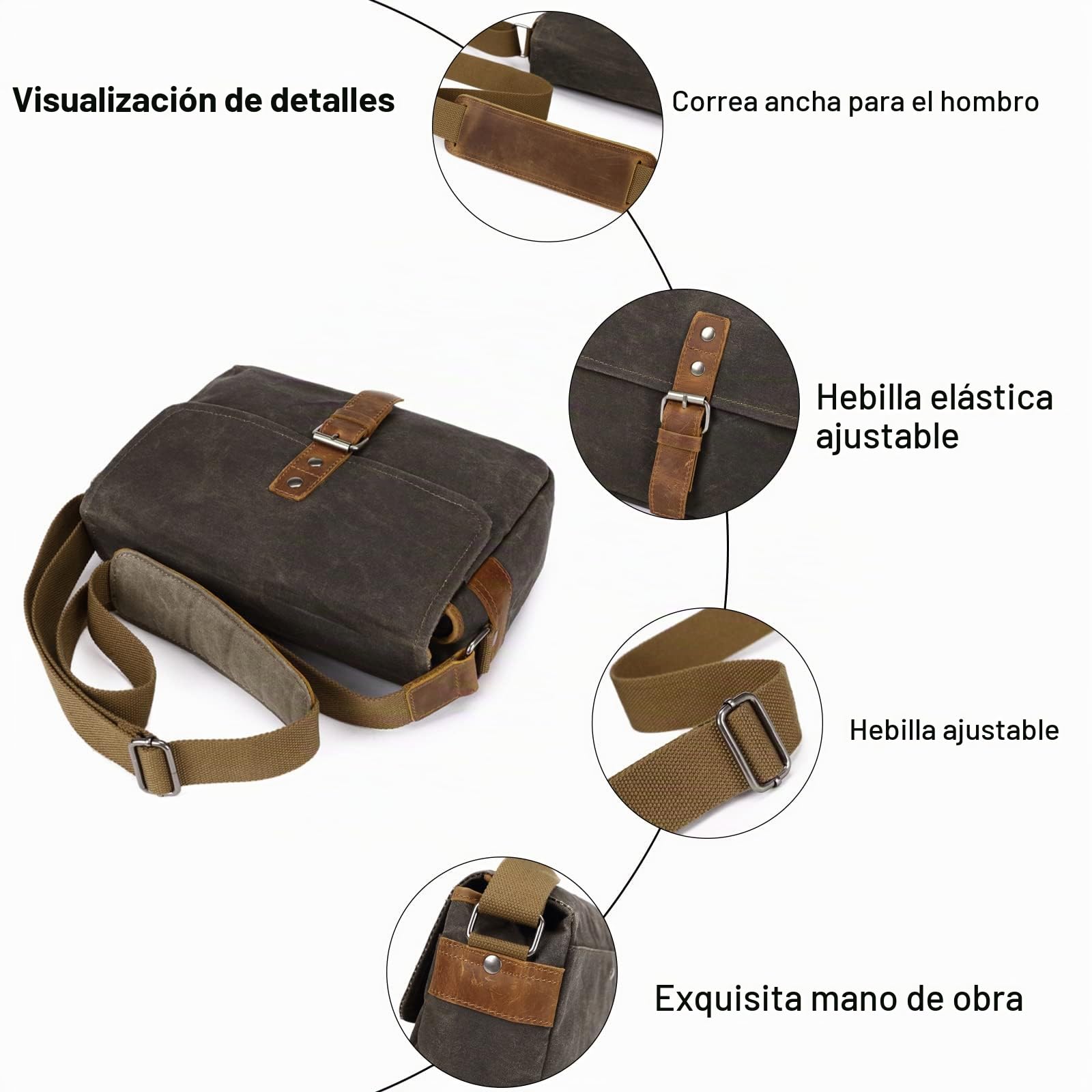 FANDARE Bolso de la Cámara de DSLR Bolso de la Lona Bolsa de Honda Hombre Mujer Bolso Bandolera Bolsa de Mensajero para Estudiante Viaje Trabajo Universidad Business Bolso Ejercito Verde