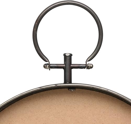 Miniatura 4 de Stonebriar Espejo redondo de metal de bronce rústico con detalle de remache y anillo colgante para pared, decoración industrial del hogar, 21.1 x