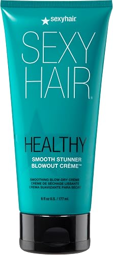 SexyHair Healthy Smooth Stunner Blowout Crème, 6 oz | Nourishes Dry Hair | Provides Added Moisture | Sealing Hair Cuticle