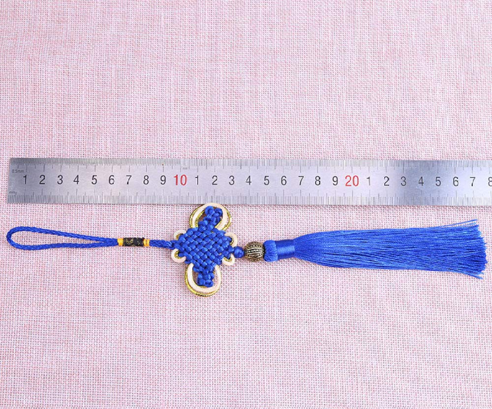 5/10/20Pcs Pendentif à Franges en Soie avec Pompons en Noeud Chinois, Artisanat Frange Gland Garniture Décoration de la Maison Caractéristiques Chinoises Ornements Cadeaux, Café Noir, 5PCS (Bleu Cie