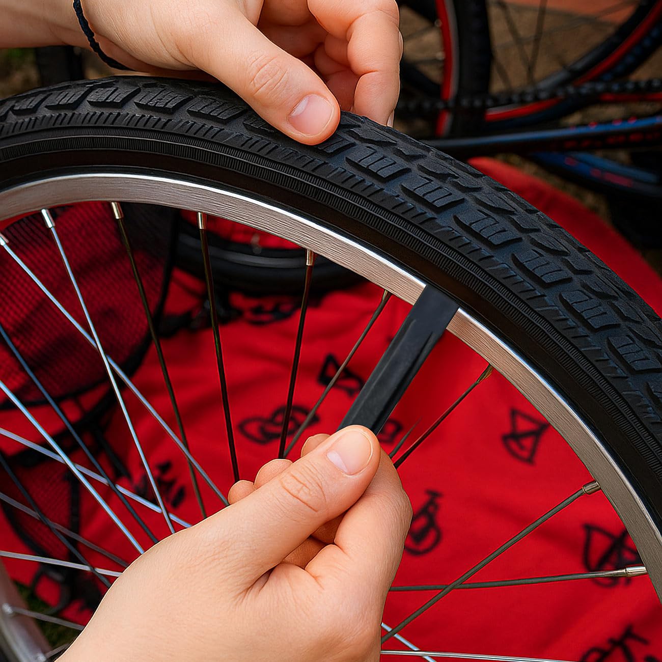 Semptec Urban Survival Technology attrezzo bici: Set da 4 Strumento multitool per bicicletta 16in1, con kit di riparazione per pneumatici, borsa (set di attrezzi bicicletta)