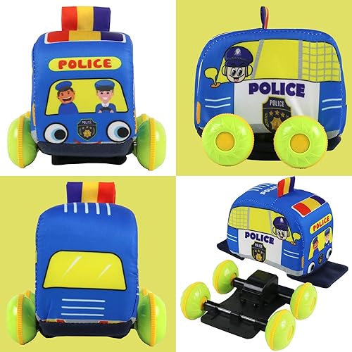 Miniatura 5 de Automóviles de juguete suave para niños pequeños juego de juguetes de automóvil con ruedas libres incluye 4 camiones grandes autobús escolar camión