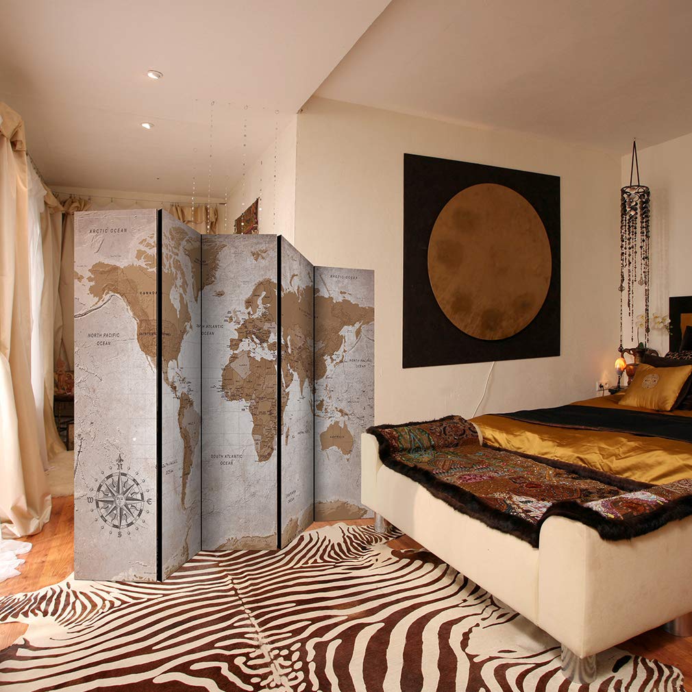 Paravento Decorativo Mappa Colorata | Divisorio Per Ambienti 225x172 Cm | Ideale Per Arredare Con Stile - 3