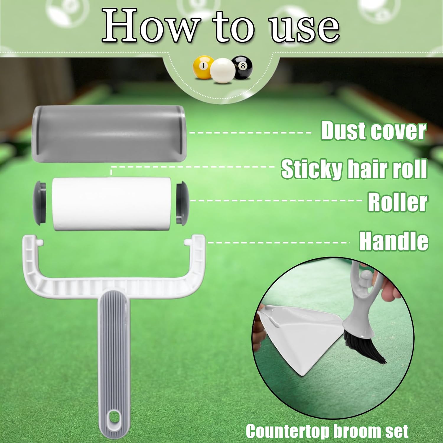 Pool Table Brush Set, Pool Table Brush for Felt & Rail Cleaning, Billiard Table Cleaner Accessories Kit
