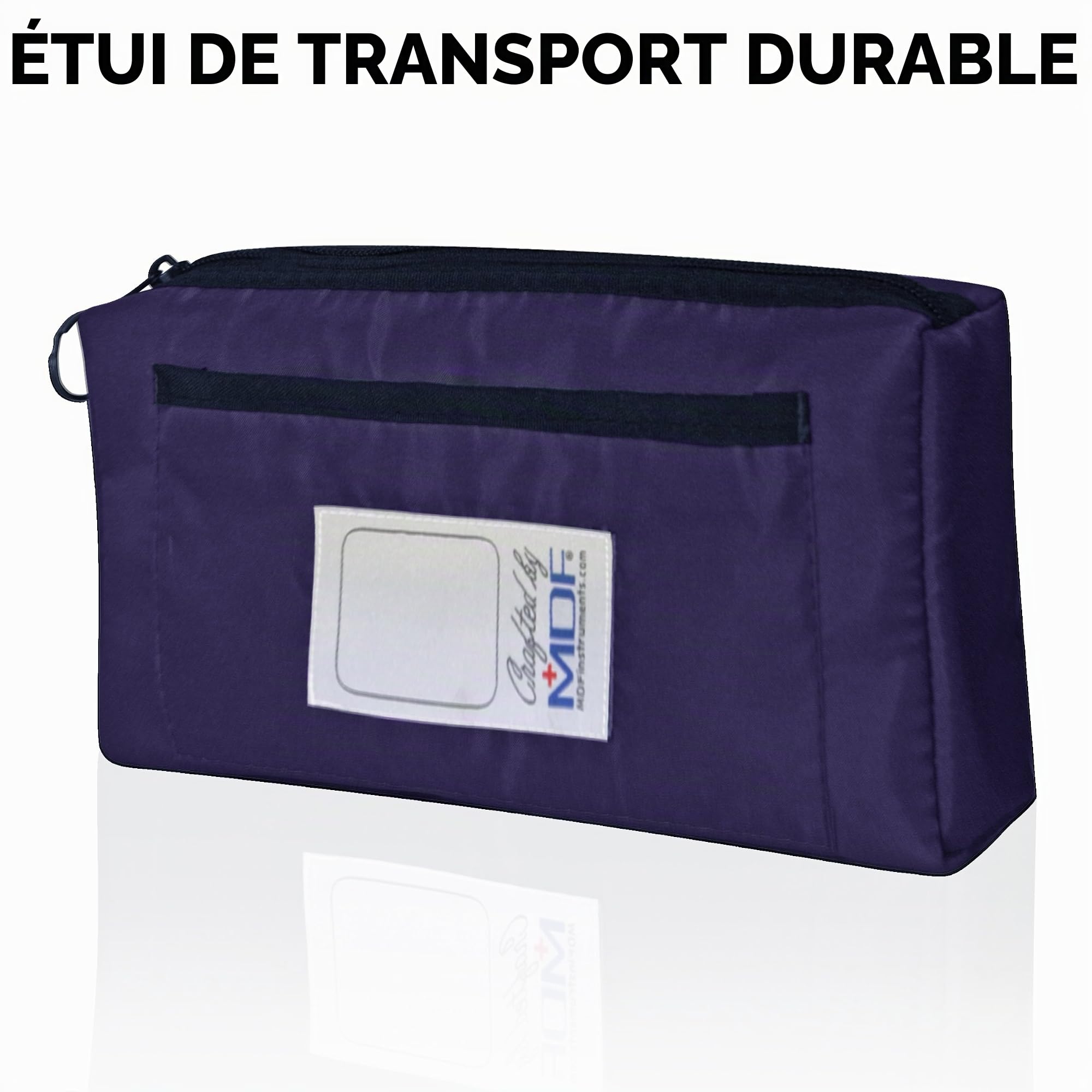 MDF Instruments, tensiomètre anéroïde professionnel haut de gamme Calibra, tensiomètre avec brassard pour adulte et étui de transport, cadran blanc, brassard violet, MDF808M08