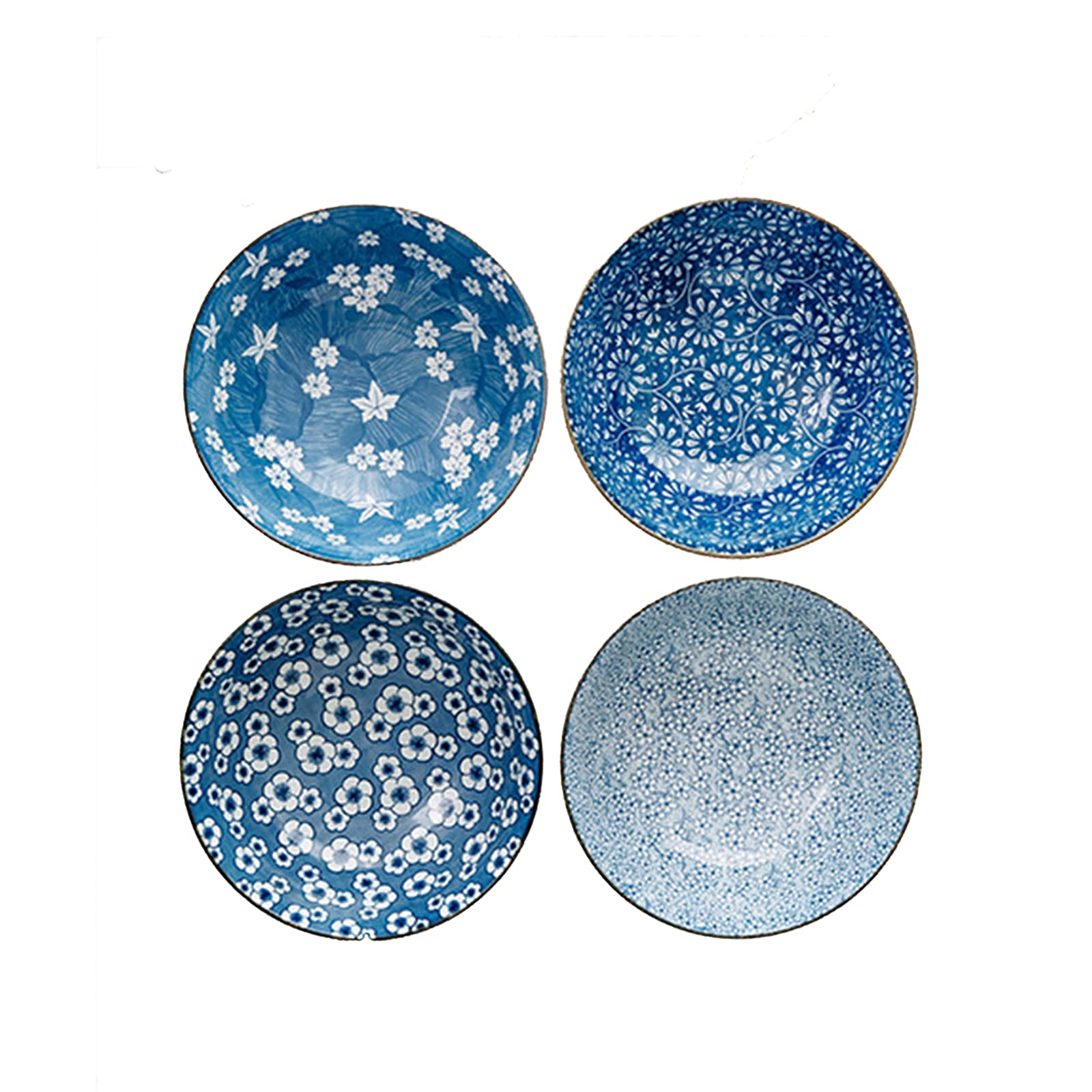 Tazas de Ramen, Conjuntos de Tazas de Pasta, Tazón de Sopa de Fideos de cerámica de 9 Pulgadas, (4 Piezas) Tazón de Ramen casero apilable japonés bajo vidriado for Cereales, arroz, Udon