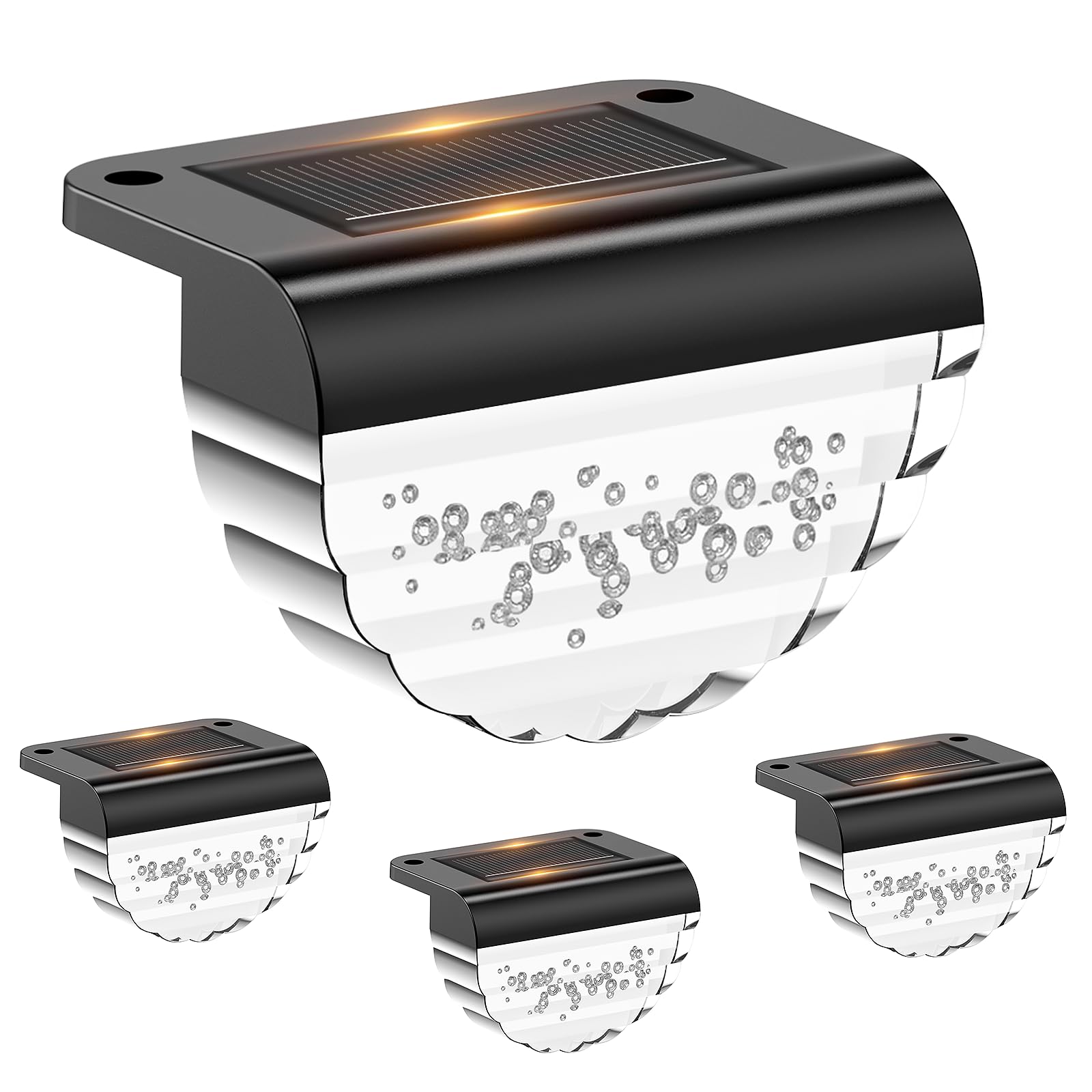 MUSUNIA Balkonbeleuchtung Solar - Wasserdichte Solarleuchten Garten Dekoration,4 Stück Solar Wandleuchte Aussen für Terrasse Garten und Stufen Warmweiß