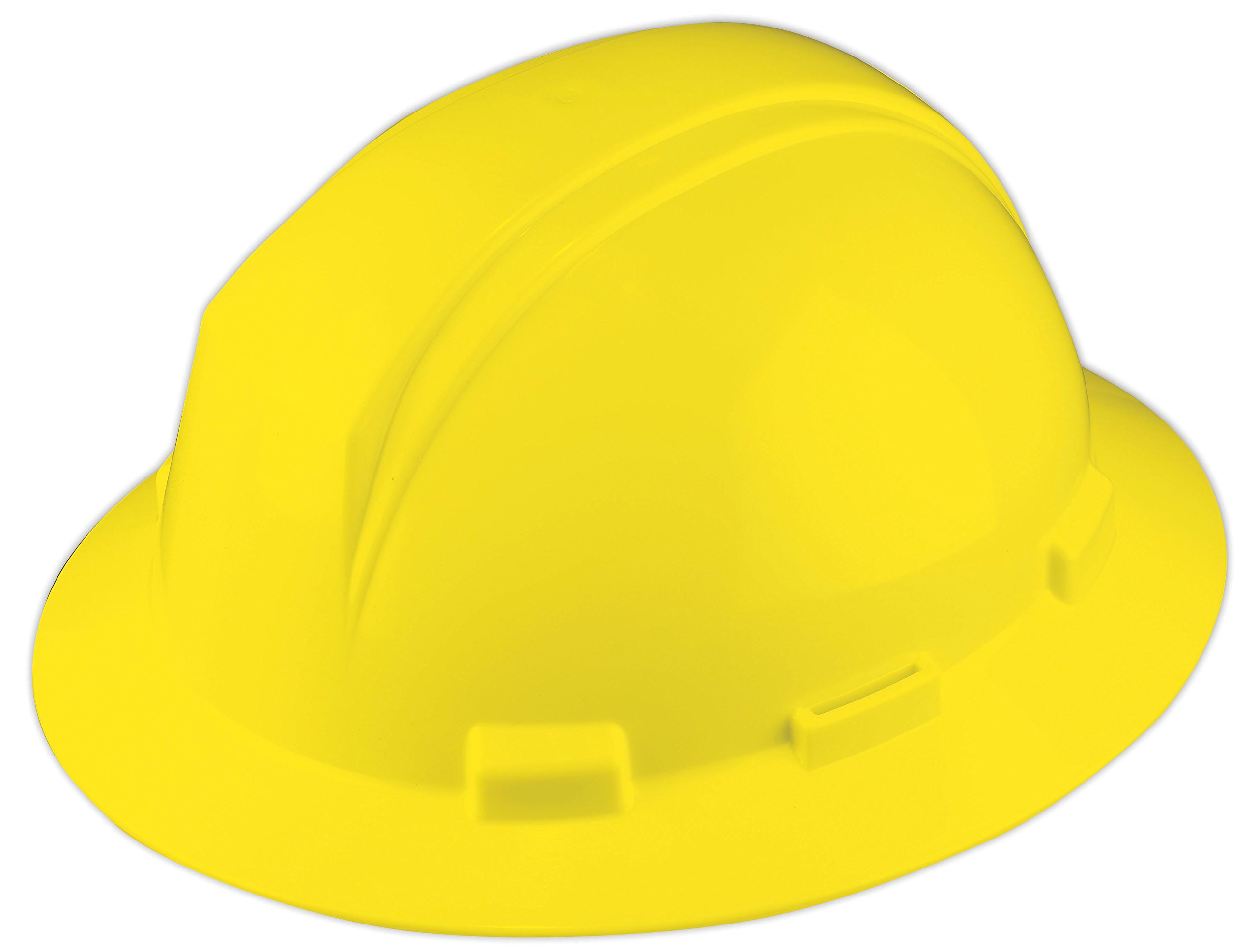 Dynamic Kilimanjaro Casco rígido de ala ancha, carcasa de polietileno de alta densidad, tipo 2, clase E, forro de impacto de espuma, suspensión de 4 puntos, ajuste de trinquete de rueda, amarillo (280