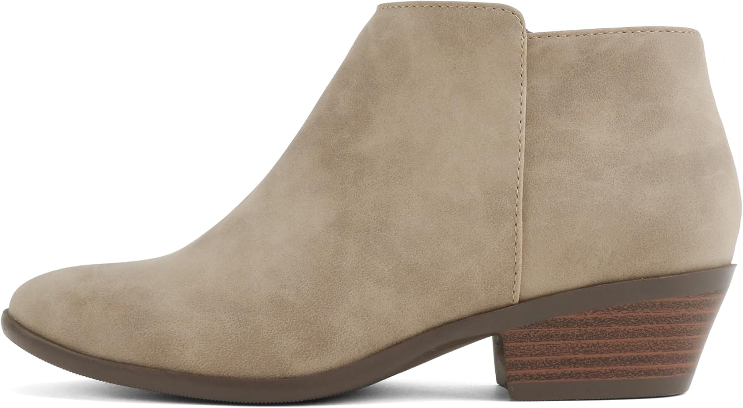 Soda Women's Mug Round Toe Faux Suede Stacked Heel Western Ankle Bootie