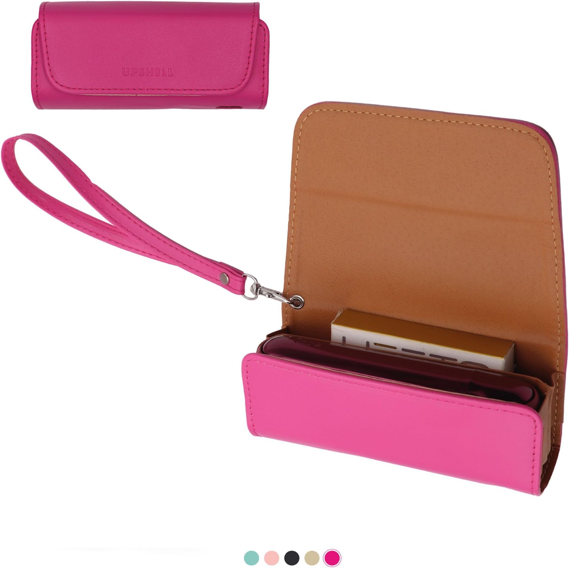 Case Compatible with IQOS Iluma - Case Made of Quality Faux Leather - Electronic Cigarette Wallet/Case with Organiser for Accessories and Chargers (Fucsia)