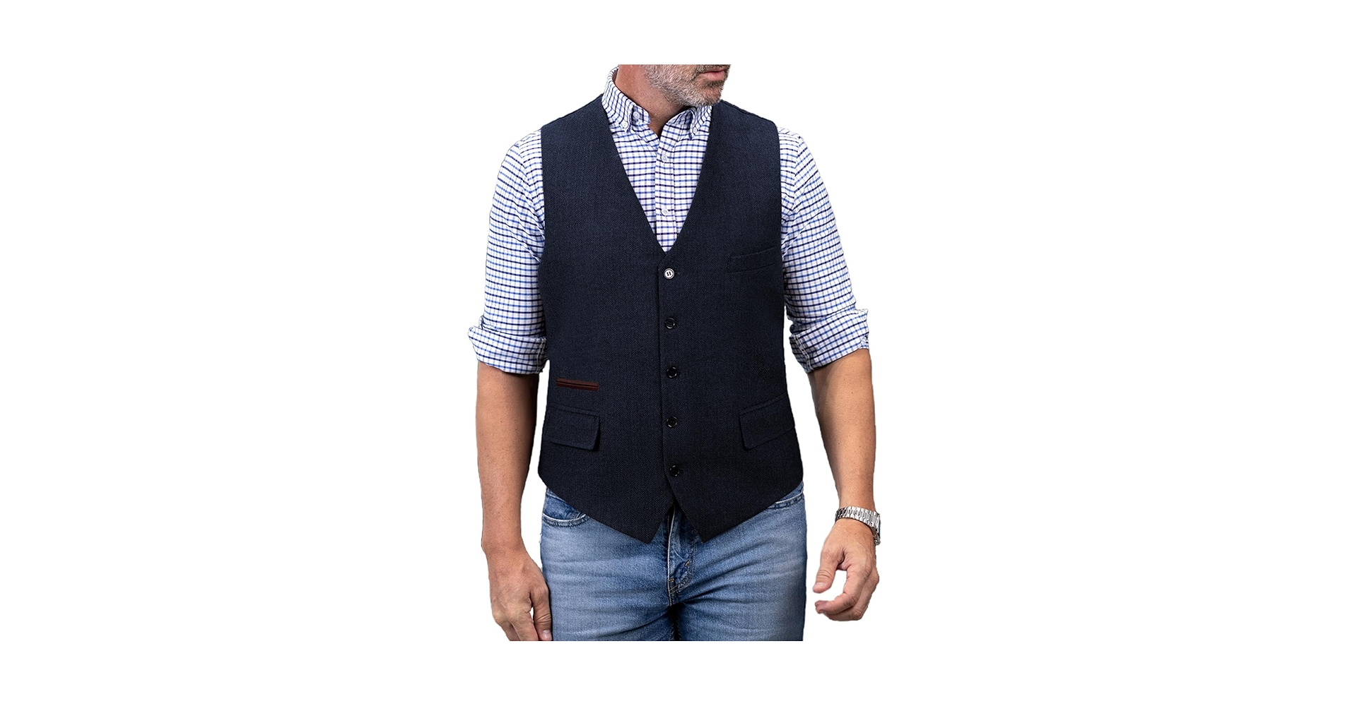 Amazon.com: SevenBoy Men's Herringbone Tweed Vest Wedding