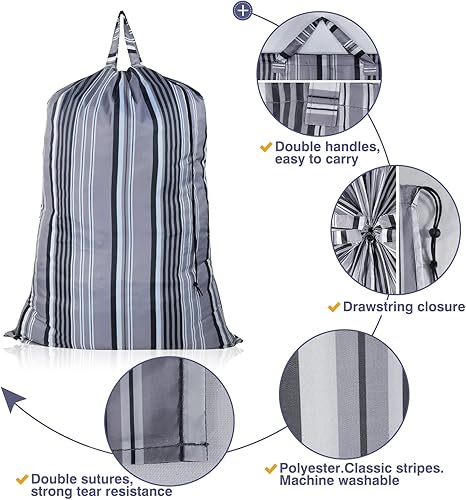 Miniatura 8 de Bolsa de lavandería MAIBGALH Bolsas de lavandería extra grandes resistentes con cordón y asas Artículos esenciales para cuarto de lavandería y