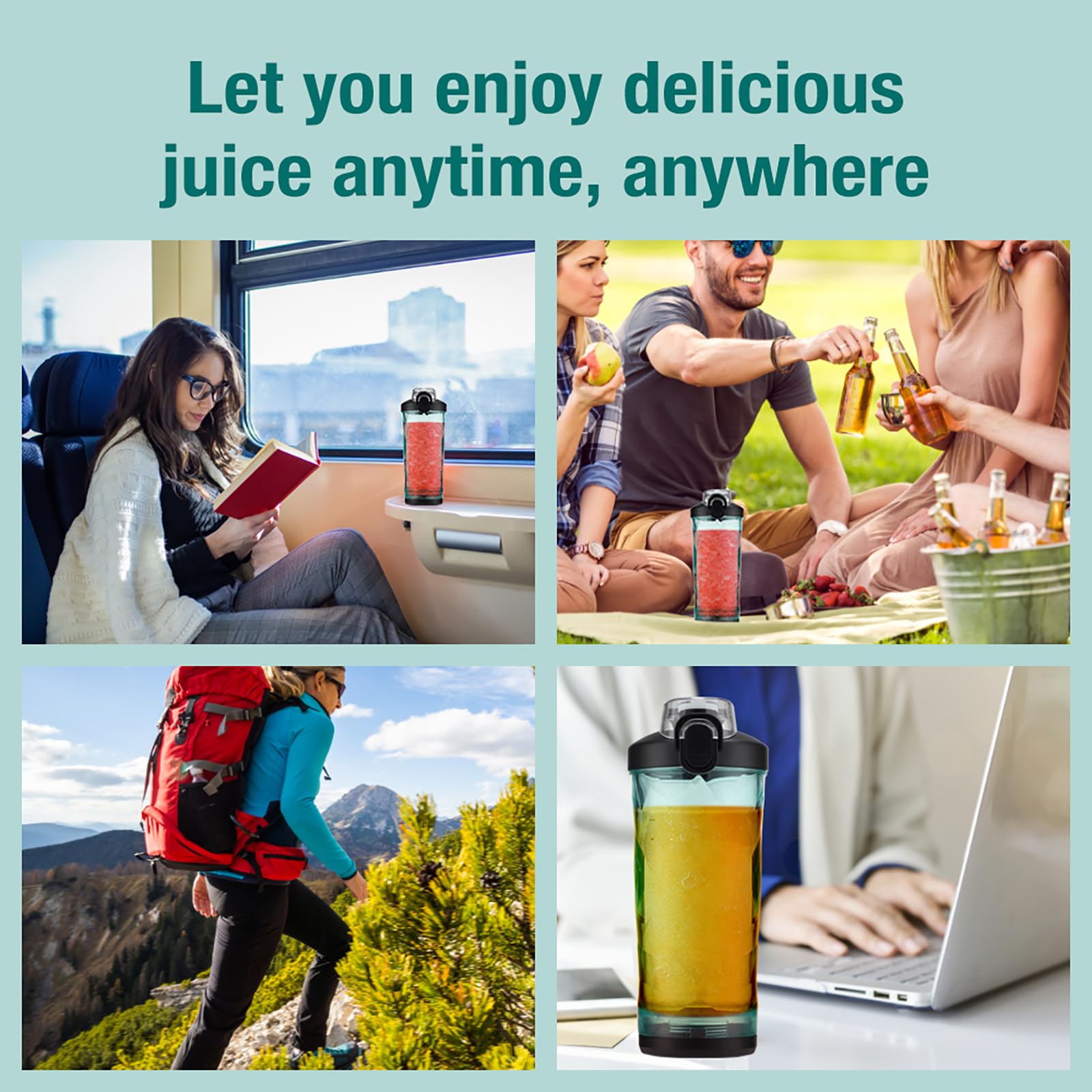 Osobisty Kubek Do Wyciskania Soku, Przenośny Mini Blender Do Smoothie O Dużej Pojemności 600 Ml I 6 Ostrzach, 2 Tryby Regulowane I Z Możliwością Ładowania, Precyzyjna Konstrukcja, Do Grillowania