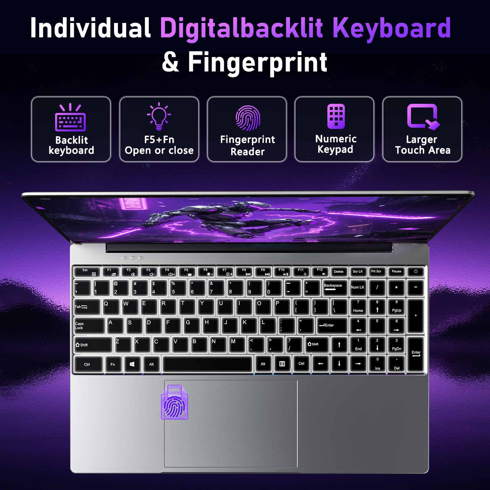 FUNYET 15,6-Inch Portatile Gaming Laptop,Win11pro Notebook, Processore R5-7430U,16 RAM 1TB SSD, FHD 1920 * 1080 Computer portatile, Tastiera retroilluminata, BT5.0, sblocco con impronta digitale