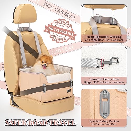 Vista 12 de PETSFIT - Asiento de automóvil para perros pequeños, portátil, con hebillas seguras patentadas, correa de clip, adecuado para mascotas pequeñas