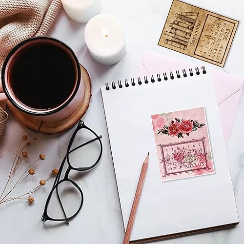 Miniatura 3 de GLOBLELAND Calendarios vintage, sellos transparentes, libros, marcos vintage, máquina de escribir de flores de mariposa, sellos de silicona