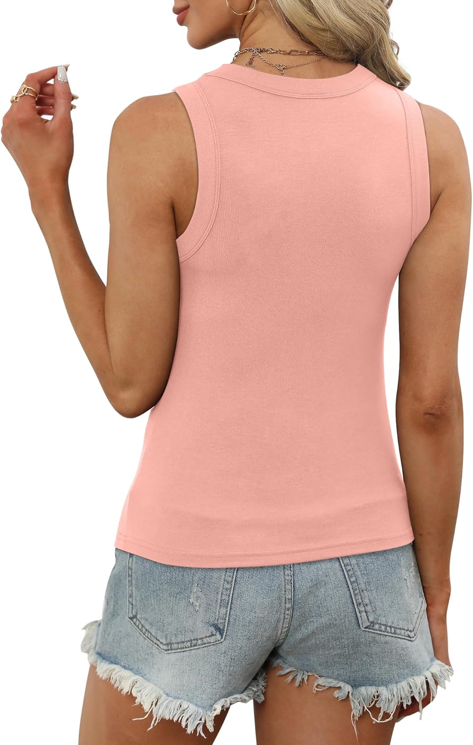 XIEERDUO Womens Summer Tank Tops Racerback High Neck Basic Casual Slim Fit Sleeveless 3 Pack - Image 5