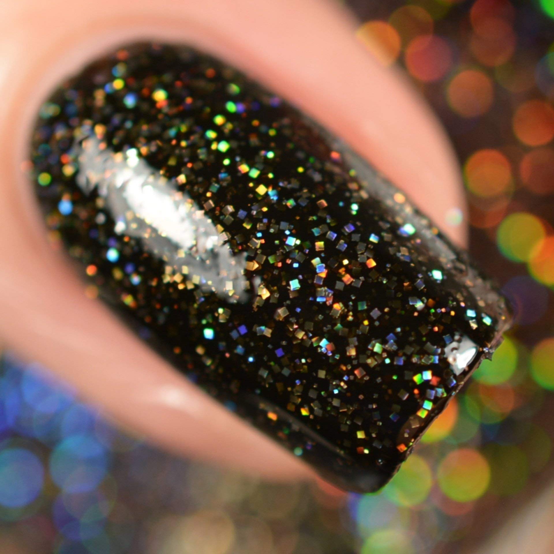 Onyx - black glitter holographic nail polish by Cupcake Polish