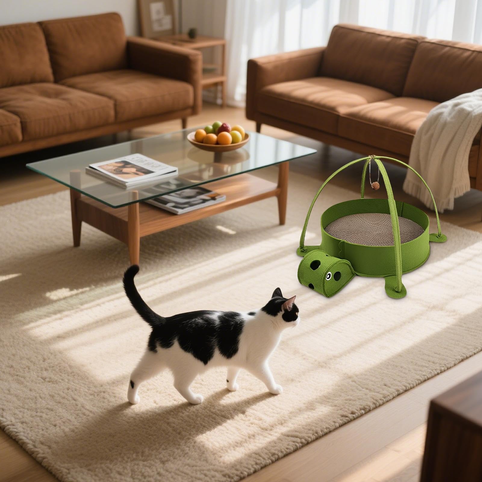 Tablero Rascador para Gatos Poste Rascador Grande para Mascotas Y Salon | Juguete Desmontable en Forma de Tortuga para Casa, Salón y Pisos de Alquiler