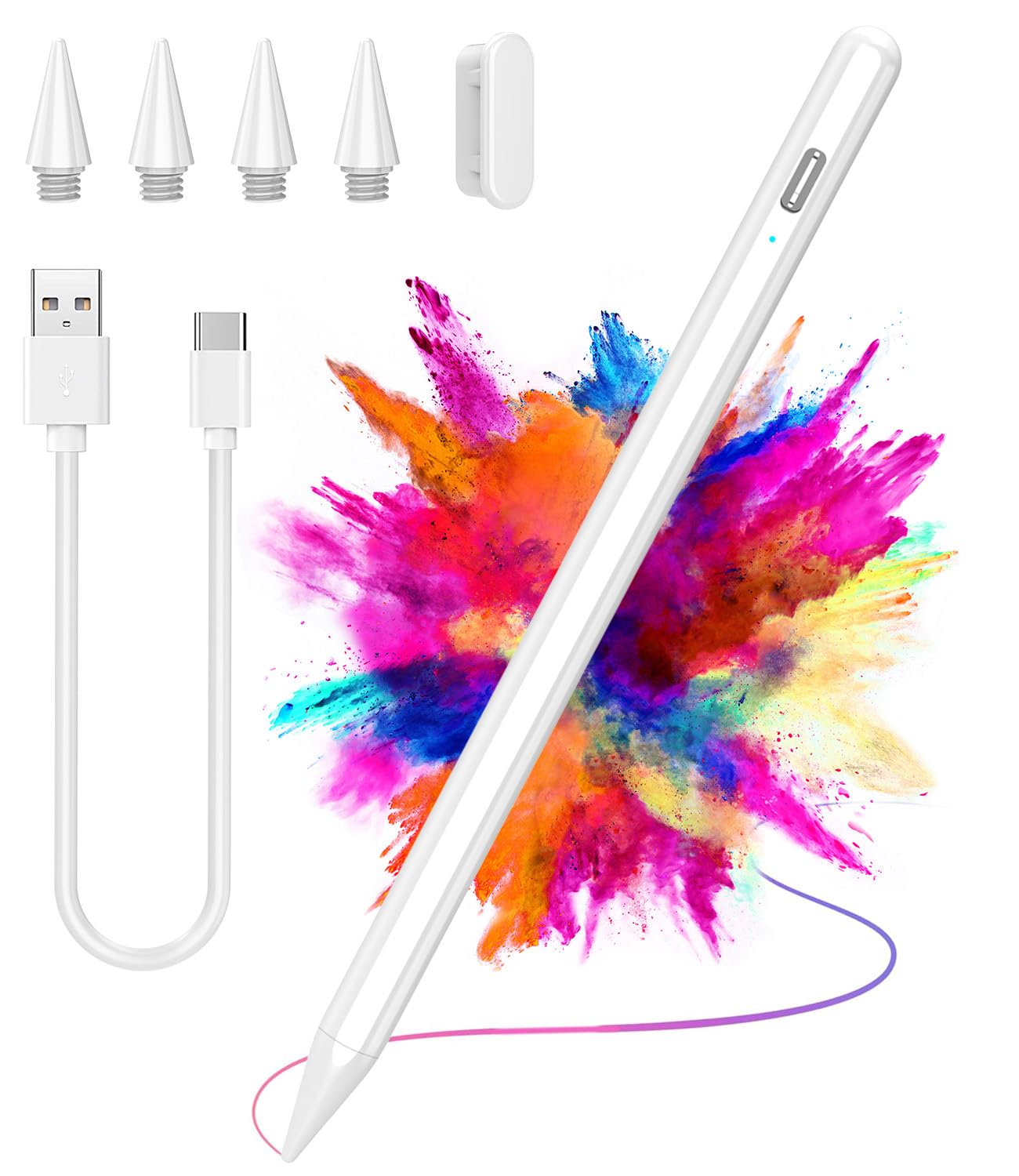 AMZBOSS Penna iPad per Apple iPad 2018-2025, Penna Touch per Tablet ipad Pencil con Rigetto del Palmo, Stylus Pen per iPad 11(A16)/10/9/8/7/6, Pro 12.9/11/13“, Air 5/4/3/M2/M3, Mini 7/6/5