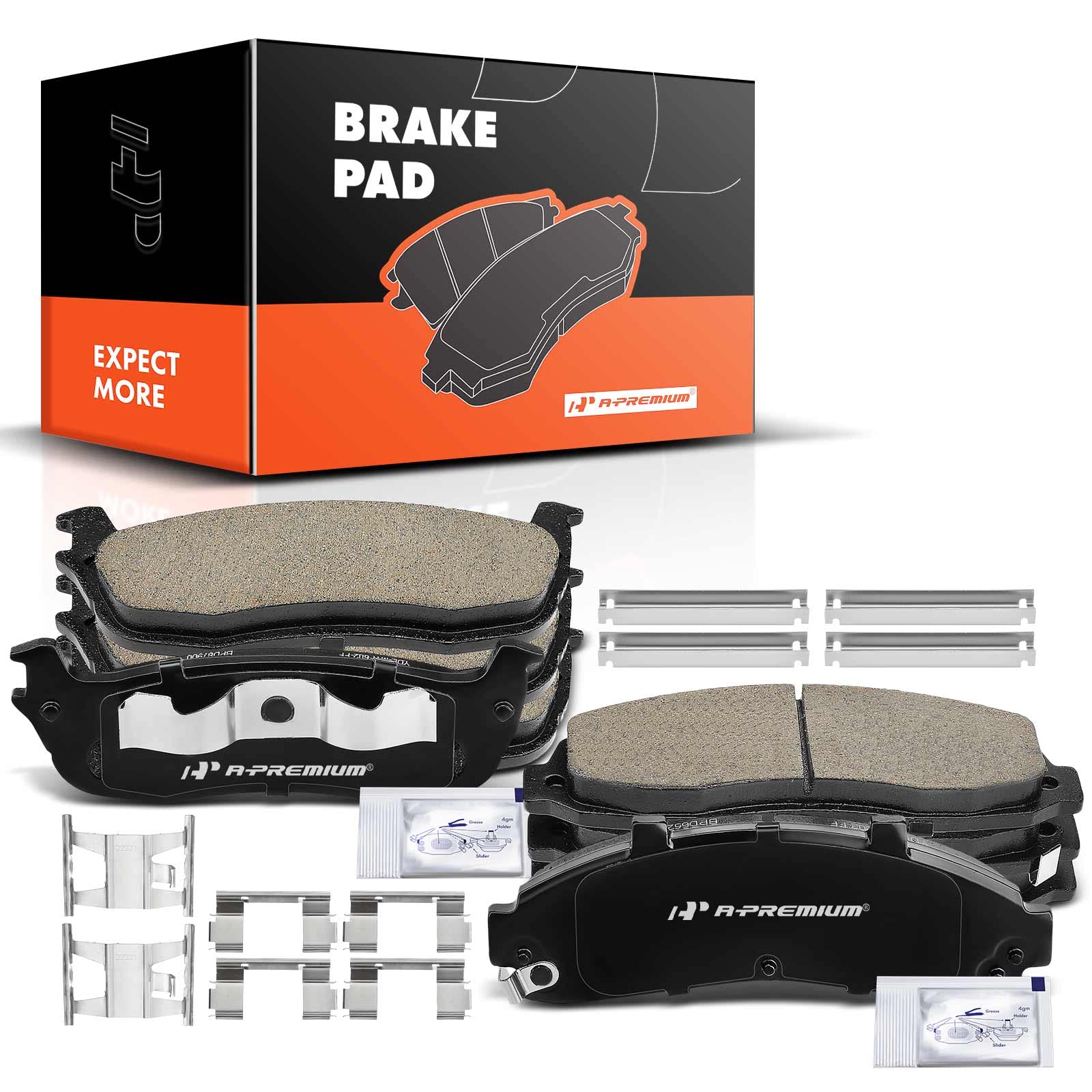 A-Premium Front and Rear Ceramic Brake Pads Set Compatible with Ford and Lincoln Models - For F-150 1999-2003, Blackwood 2002, with Hardware, 8-Pack