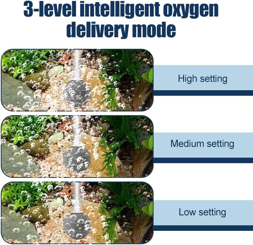 Fish Tank Air Pump, Rechargeable Floating Aquarium Aerator with 3 Speed Adjustable, Waterproof Oxygen Pump with Magnetic Charging & Battery Indicator