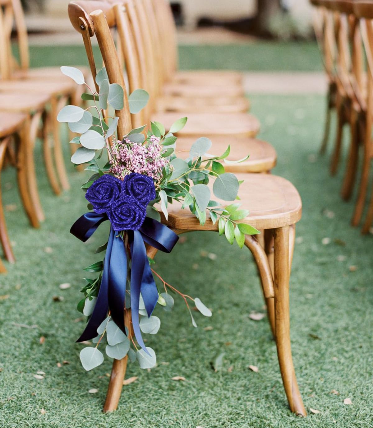 Artificial Roses,50PCS Royal Blue Roses Artificial Flowers 2.76" Sparkle Roses Glitter Flowers for Wedding Christmas DIY Wreath Home Table Floral Arrangement(Royal Blue)