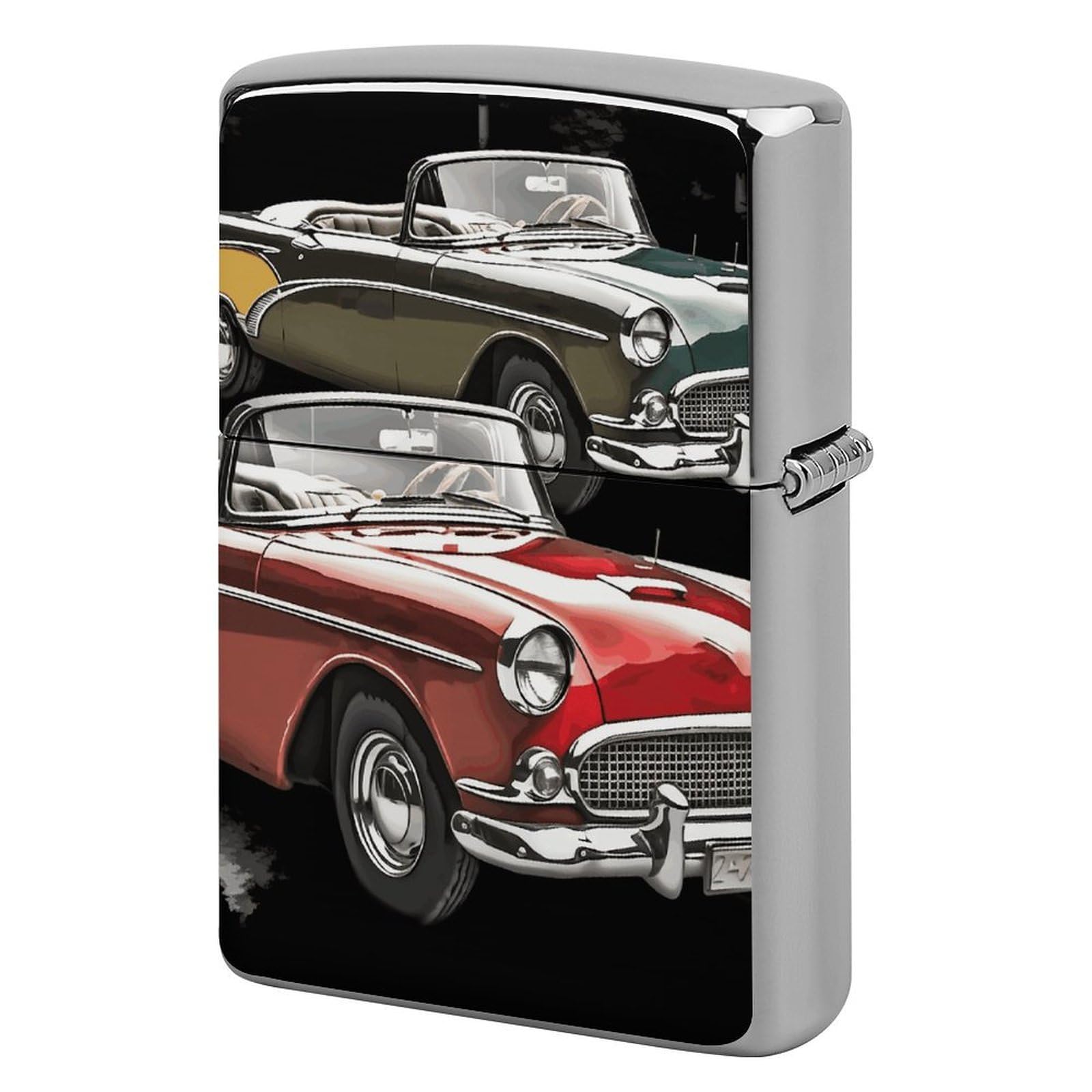 Classic Car Roadsters Old Fashioned Lighter Case for Men, Personalized Lighter Cover for Valentine's Day Gifts, Flip-Top Lighters Shell for Outdoor, Portable Lighters Protective Sleeve