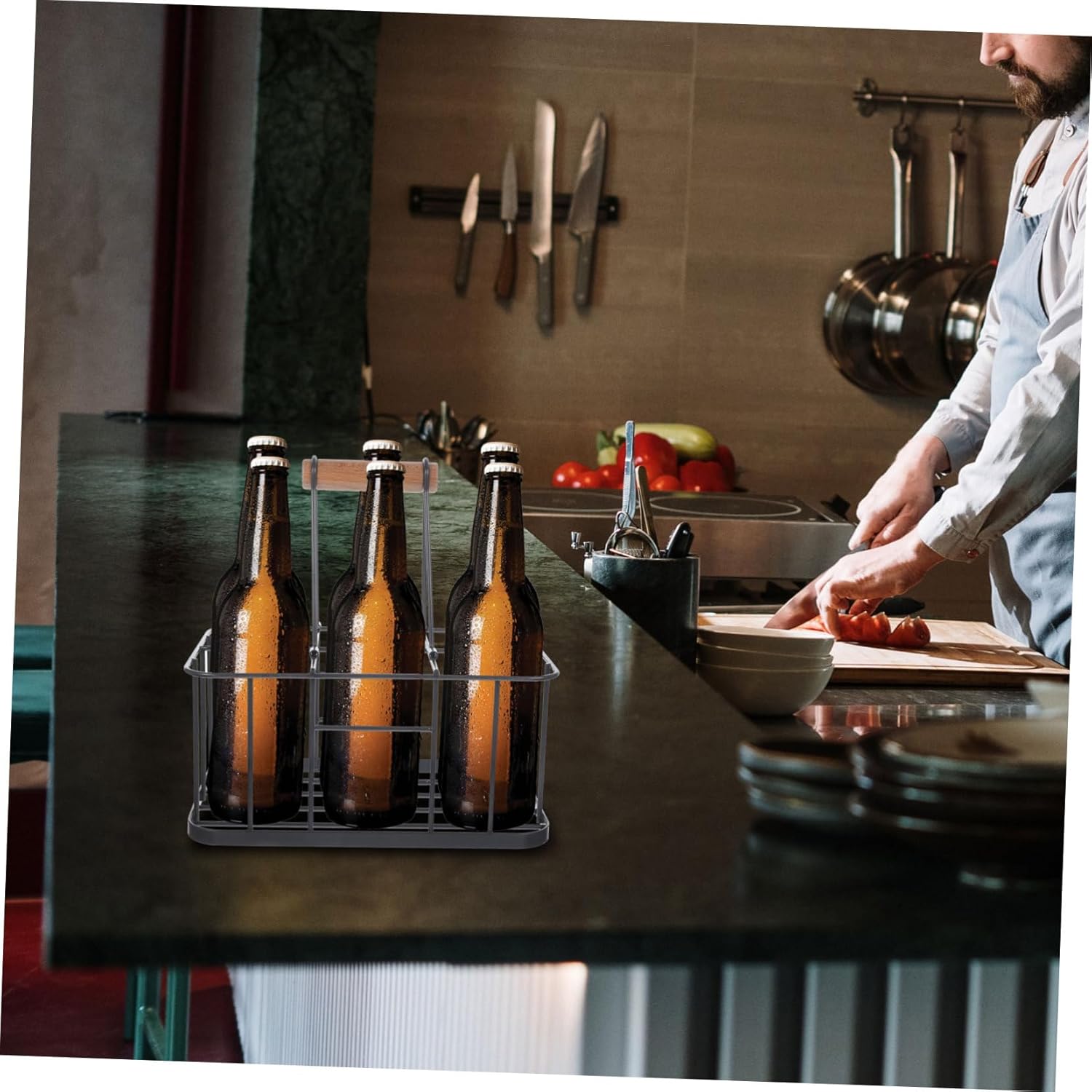 1pc Beer Rack Portable Bottle Holder for Wine and Storage Lightweight Organizer for Home Bars and Restaurants Grey for Housewarming