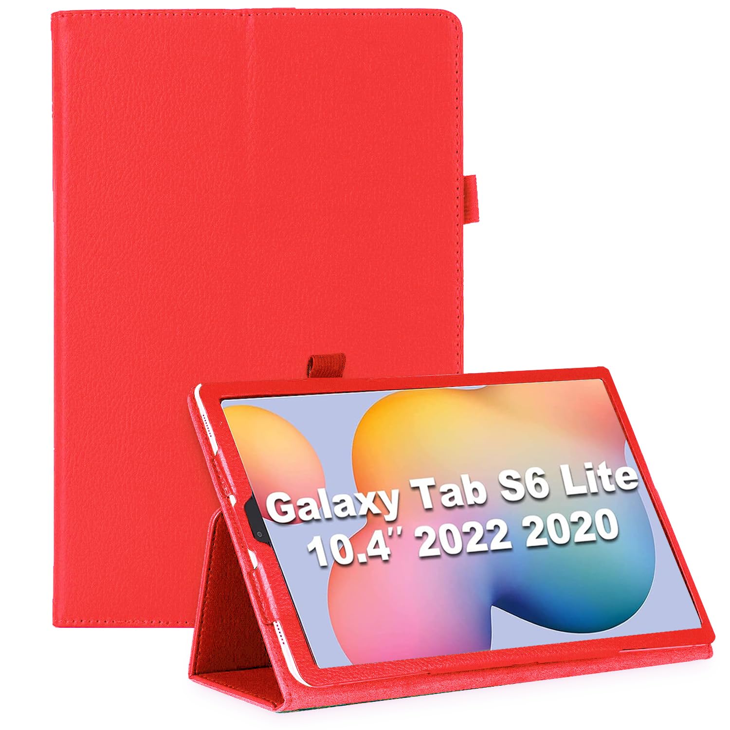 Samsung Galaxy Tab S6 Lite 2020 / S6 Lite 2022 10.4", SM-P610/SM-P615/SM-P613/SM-P619 Case PU Leather Multi-Angle Stand Flip Case with Pencil Holder for Galaxy Tab S6 lite 10.4'' 2020/2022 (Red)