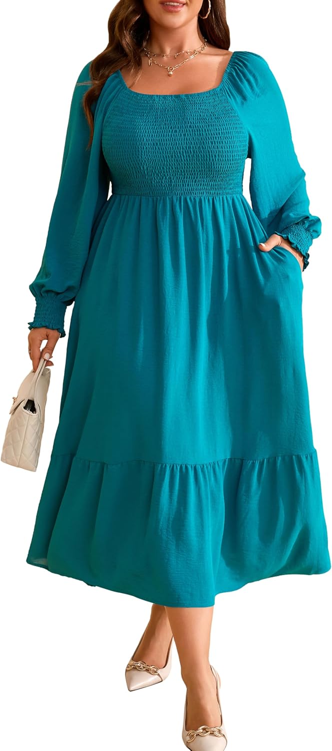RWJ Women's Plus Size Fall Dress with Pockets