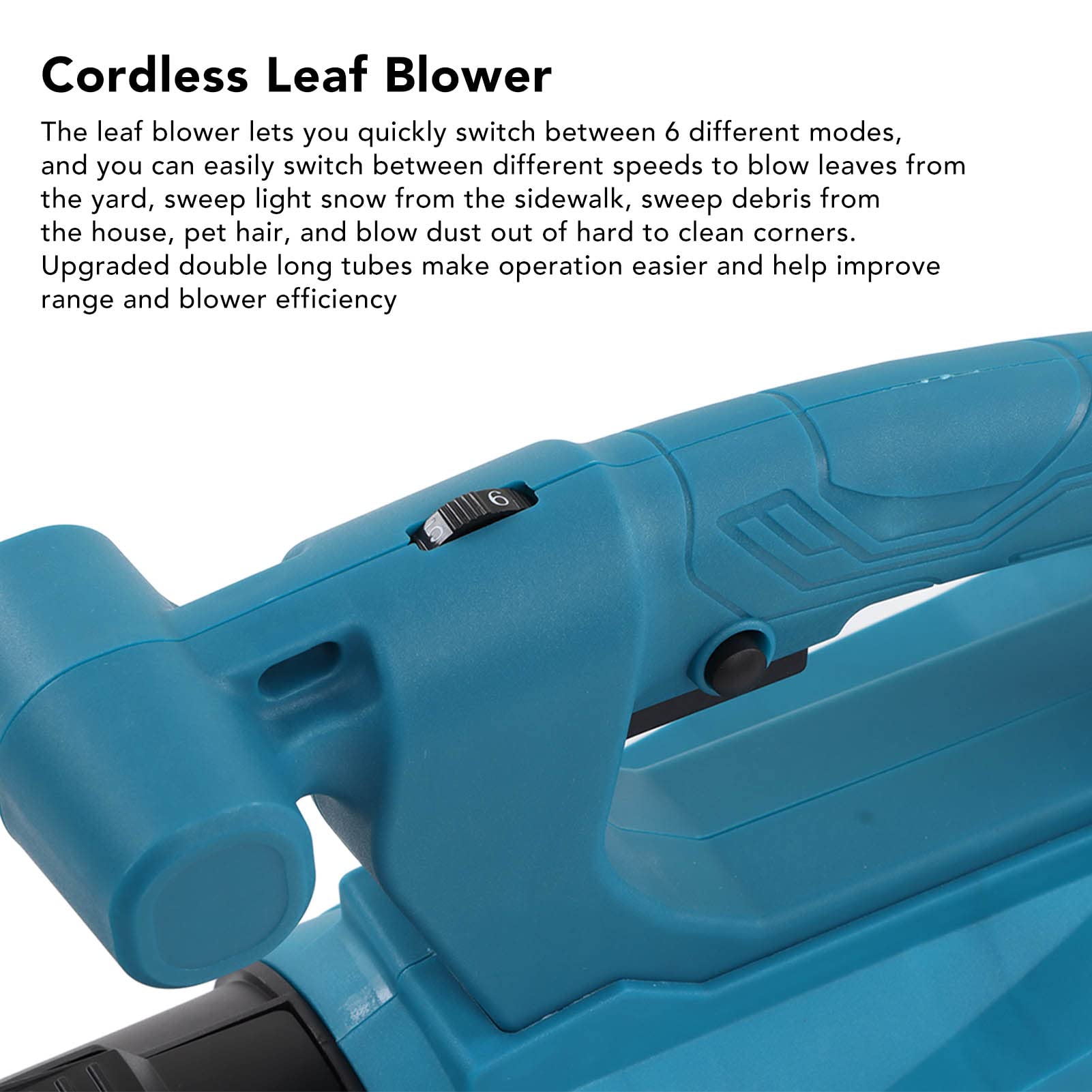 Cryfokt Soffiatore per Foglie Elettrico a Batteria Regolabile con Controllo a 6 velocità per Detriti di Giardino, Soffiatore Portatile Ergonomico per la Cura del Prato