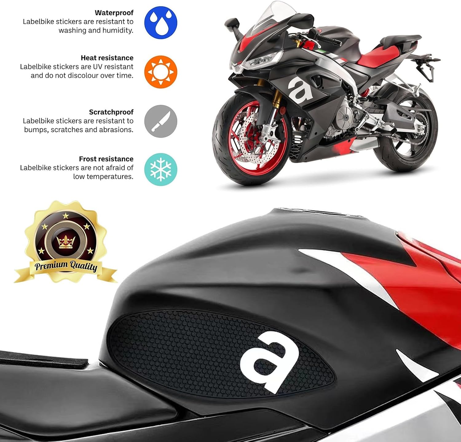 Compatible with Aprilia RS660 TUONO660 Tuono 660 2020 2021 Motorcycle Side Fuel Tank Pad Protector Stickers Decal Anti Slip Gas Knee Grip Traction Pad Tankpad Motorbike Accessories(White)