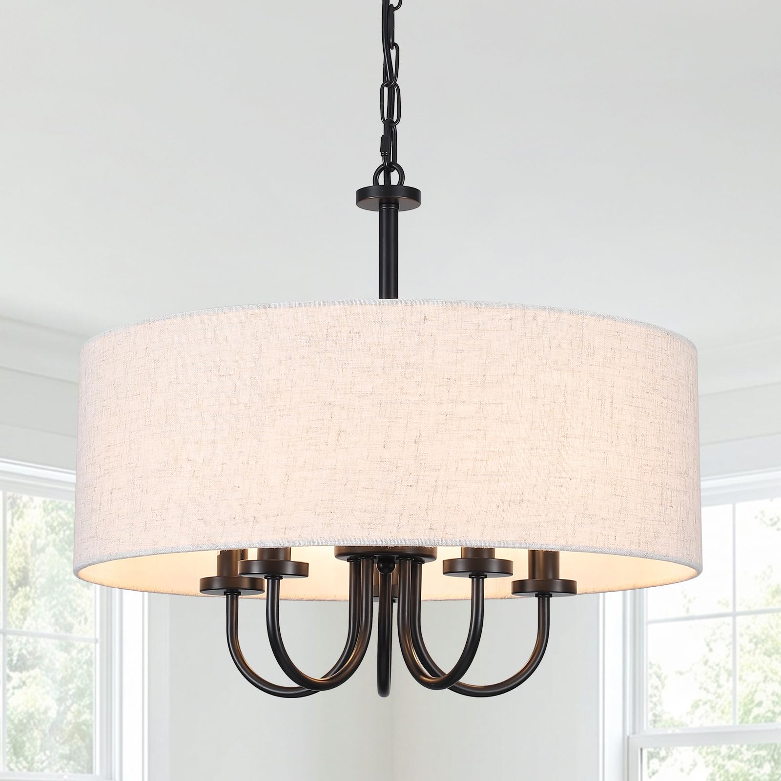 Photo 1 of ZJVAIVE 5 Light Black Drum Chandelier