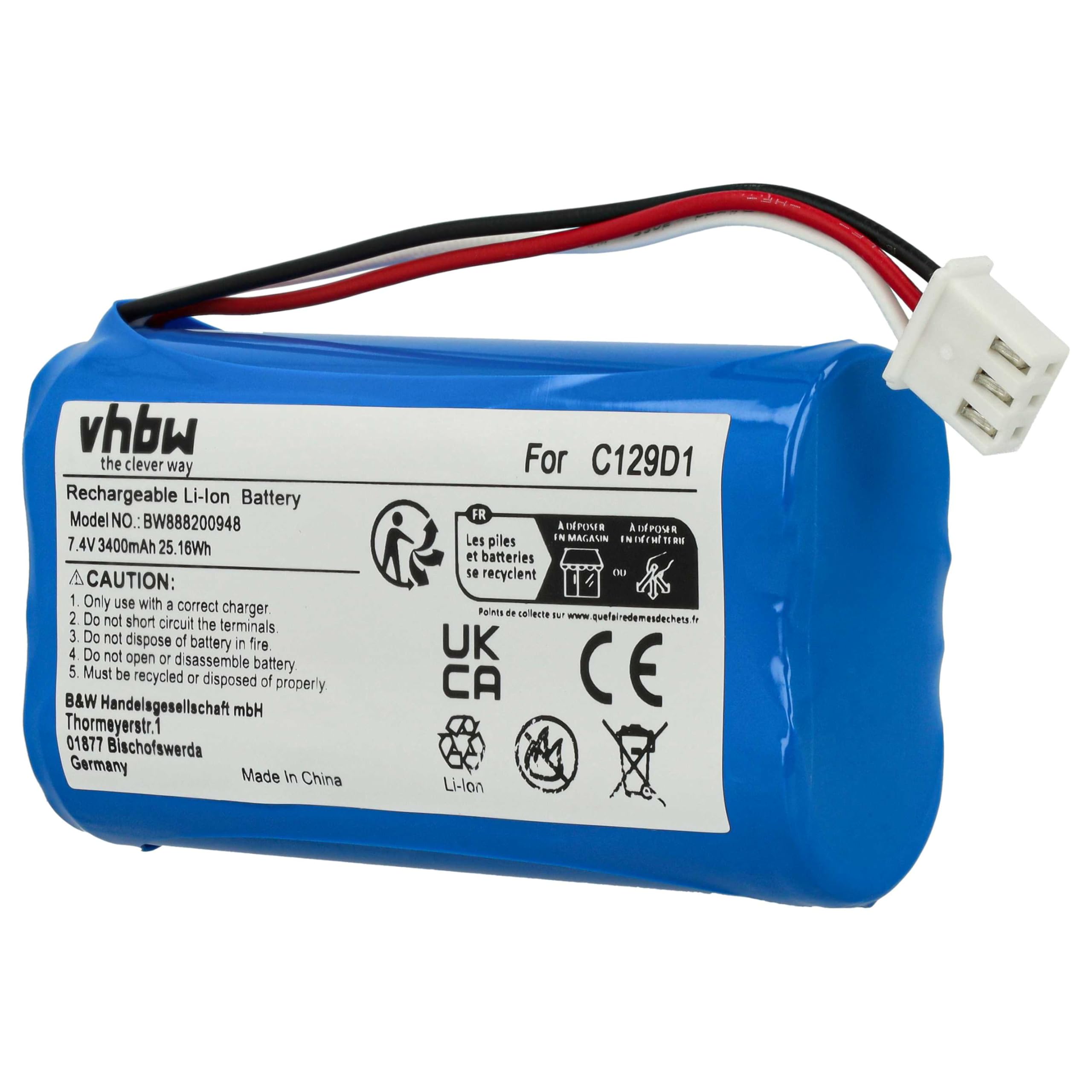 vhbw Akku kompatibel mit Bang & Olufsen BeoPlay P6 Lautsprecher Boxen Speaker (3400 mAh, 7,4 V, Li-Ion)