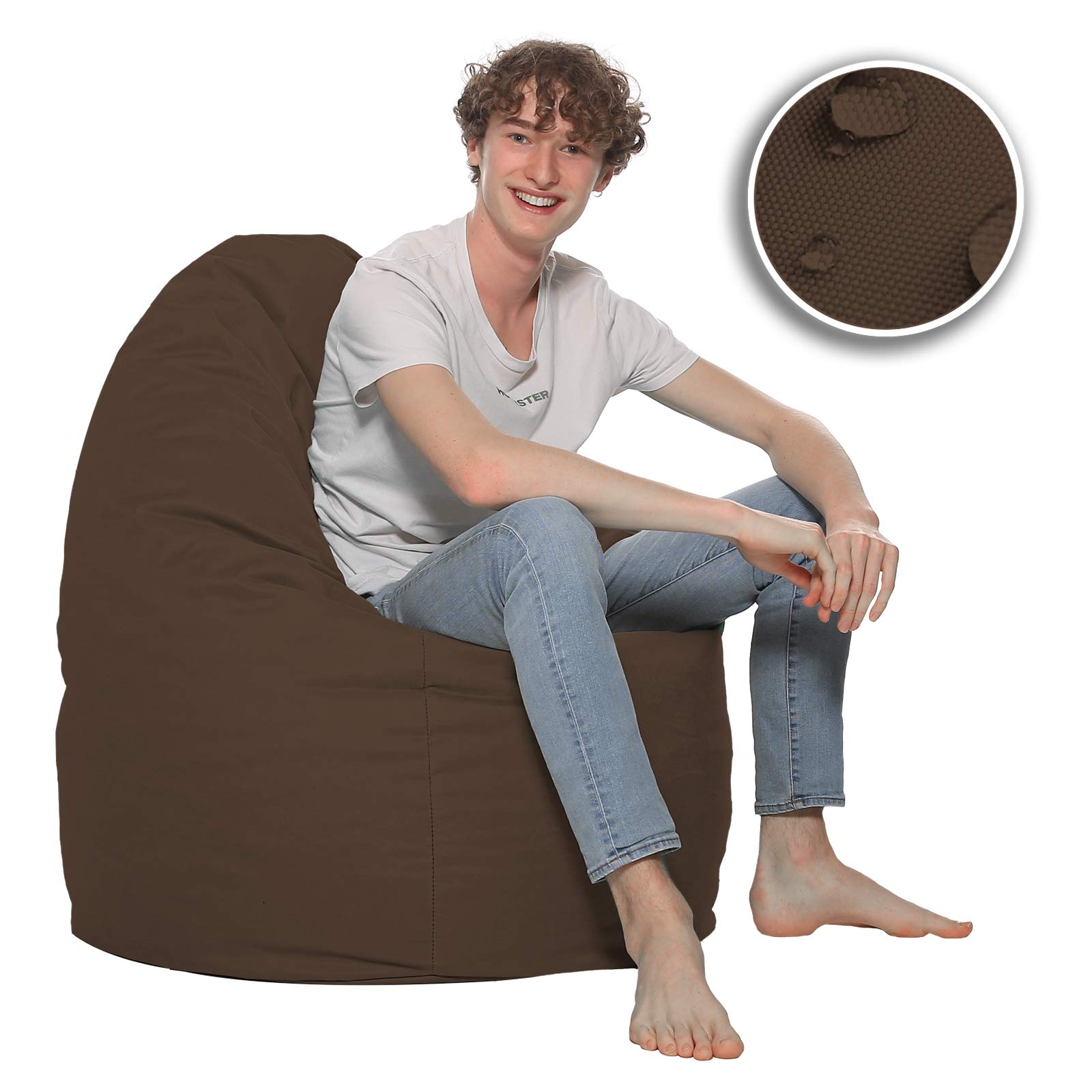 Sitzsack XXL Bodenkissen für Erwachsene & Kinder - Geeignet für Gaming oder Entspannen - Indoor wie Outdoor da er Wasserfest ist - mit EPS Perlen, Farbe:Braun, Größe:XL
