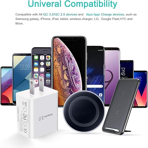 Miniatura 6 de Besgoods - Cargador de pared de 18 W, paquete de 2 cargadores de pared USB de 18 W, cargador rápido para teléfono, enchufe USB compatible con