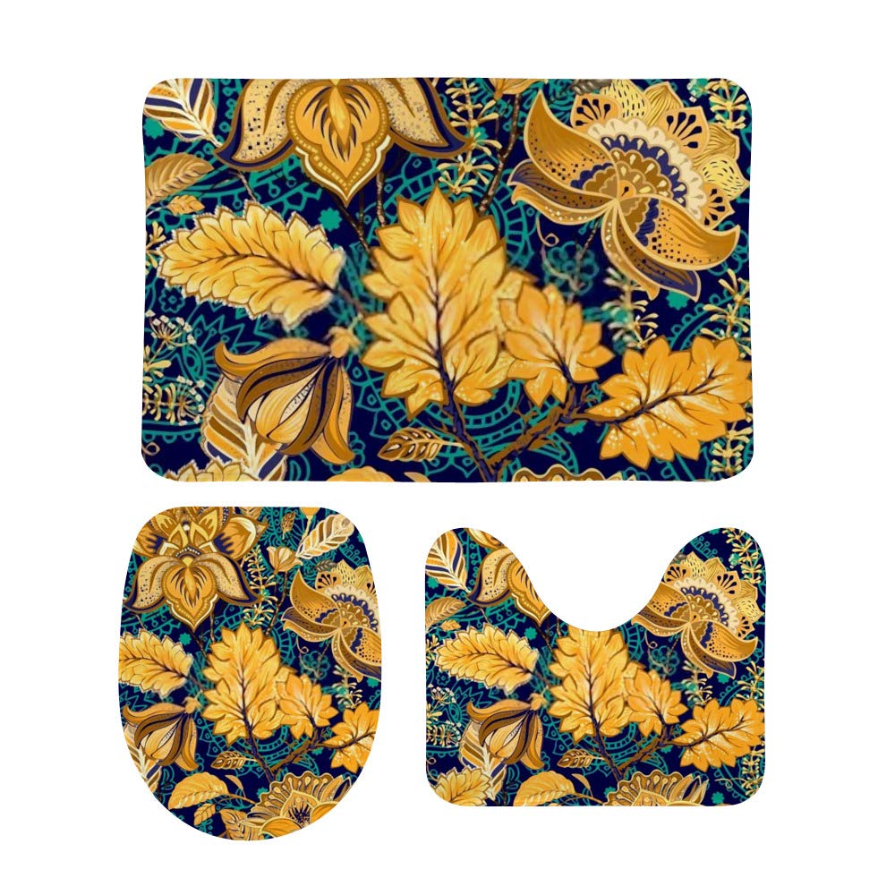 Tapis de bain absorbant lavable en machine : ensemble de 3 pièces motif fleurs de Provence