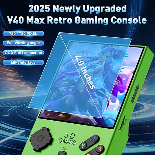 Miniatura 3 de Hugawello R40 MAX handheld, 40000 in 1 high-definition gaming mini retro video console, 4-inch IPS screen, 256GB RAM, 45 built-in emulators, 3800mAh