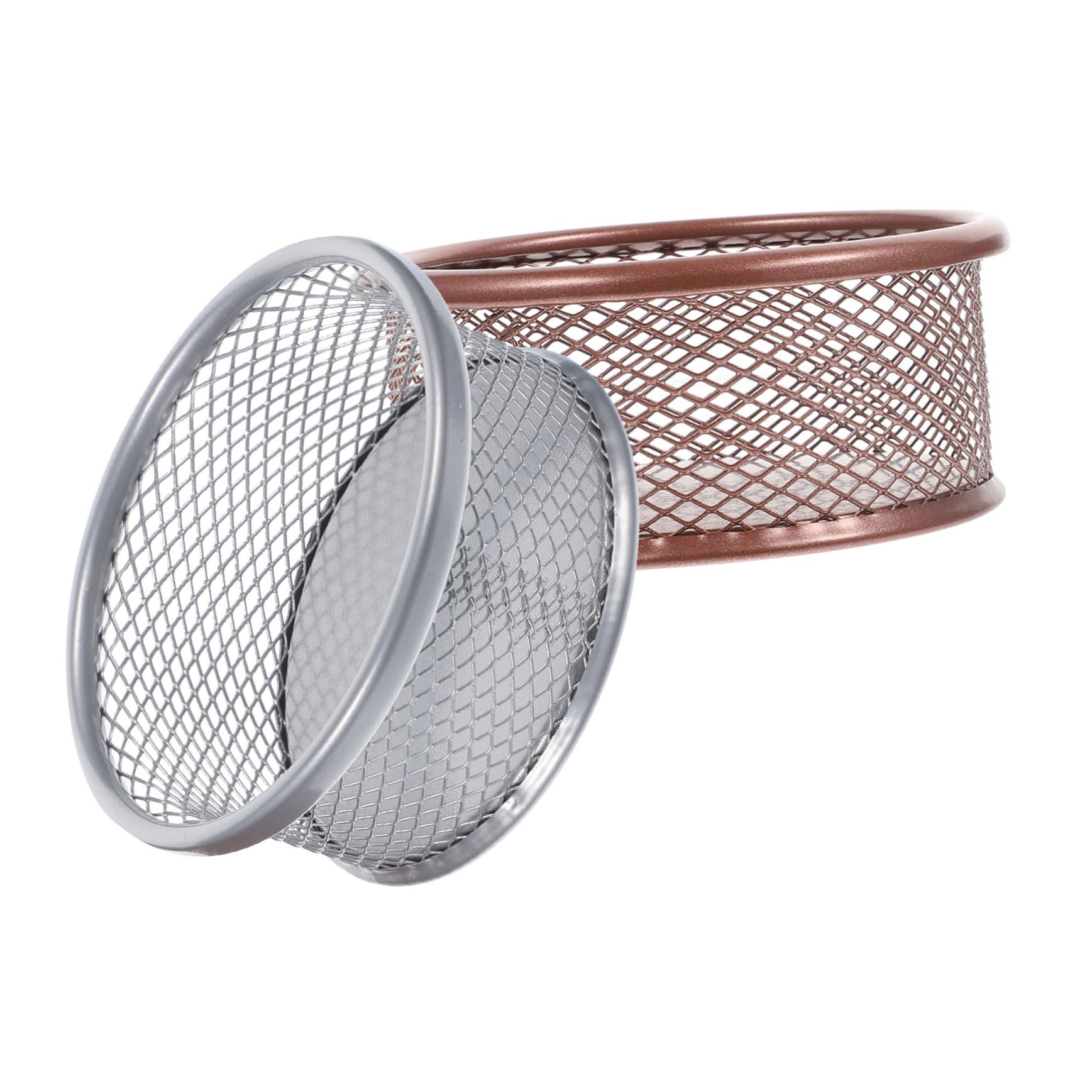 ARTIBETTER 2pcs Metal Paperclip Holder Assorted Desk Organizers Mesh Container Rose Gold
