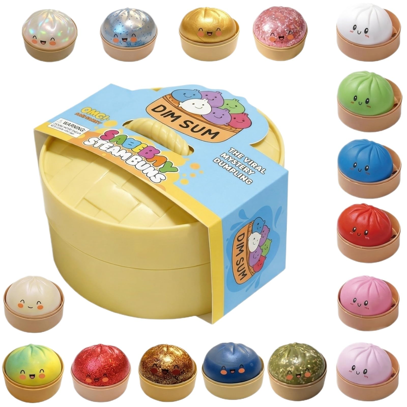 Cute Glitter Dumpling Squishy, Soft Sparkly Bun Stress Balls Fidget, Giant Mystery Squishy Dumpling Sensory for Adults Stress Relief, Party Favors Gifts, Office Desk Decor (G-1PC(Random Color))