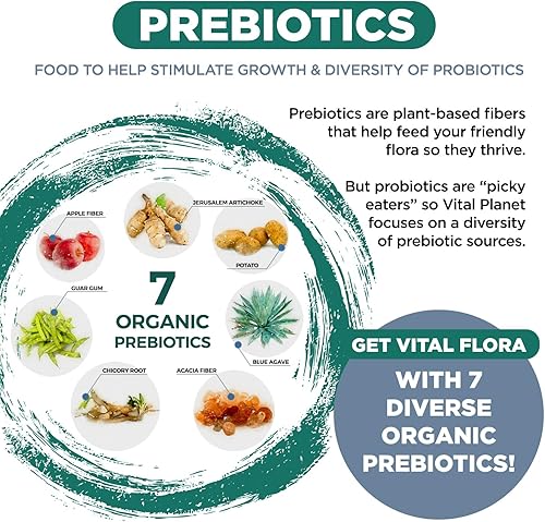 Miniatura 5 de Vital Planet - Probióticos Vital Flora para hombres, 60 mil millones de UFC, 60 cepas diversas, 7 prebióticos orgánicos, probióticos diarios para
